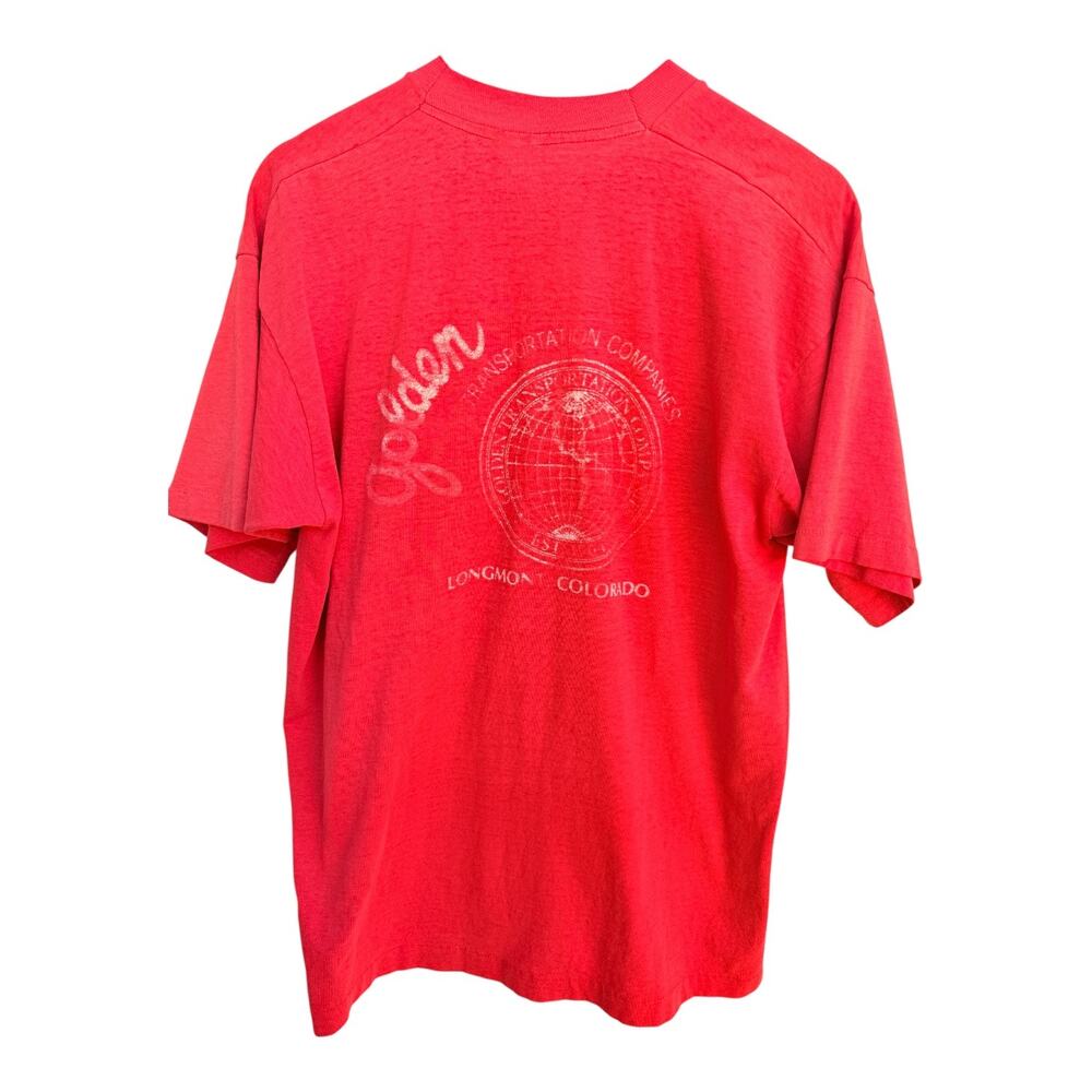 Vintage Golden Transportation Company Longmont Colorado Graphic T-Shirt Red L